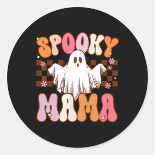 Sticker Rond Éffrayant Mama Halloween Maman Ghost Costume Retro