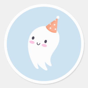Sticker Rond Éffrayant One mignon Halloween Ghost 1er Anniversa