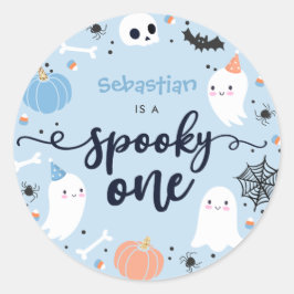 Sticker Rond Éffrayant One mignon Halloween Ghost 1er Anniversa