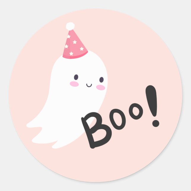 Sticker Rond Éffrayant One mignon Halloween Ghost 1er Anniversa (Devant)