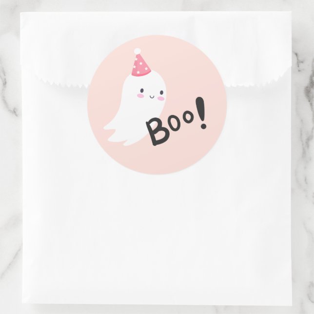 Sticker Rond Éffrayant One mignon Halloween Ghost 1er Anniversa (Sac)