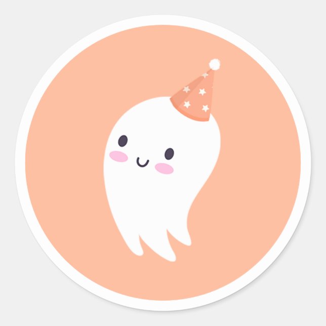 Sticker Rond Éffrayant One mignon Halloween Ghost 1er Anniversa (Devant)