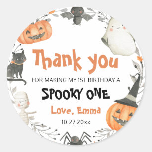 Sticker Rond Éffrayant One mignon Halloween Ghost 1er Anniversa