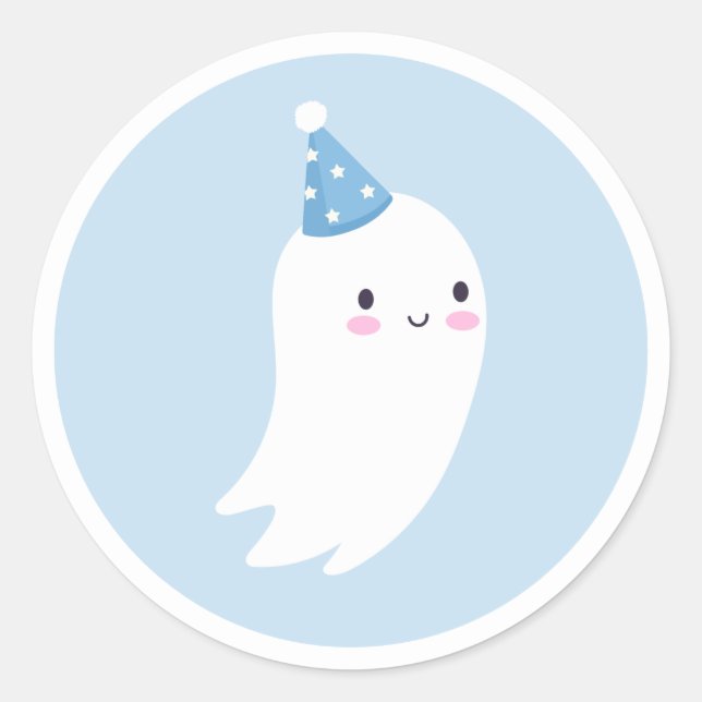 Sticker Rond Éffrayant One mignon Halloween Ghost 1er Anniversa (Devant)