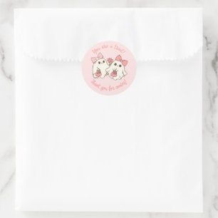 Sticker Rond Éffrayant One mignonne rose Fantôme & Bows 1er ann
