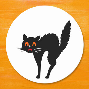 Sticker Rond Éffrayant Scène Déplaisante Chat noir Enfants Hall