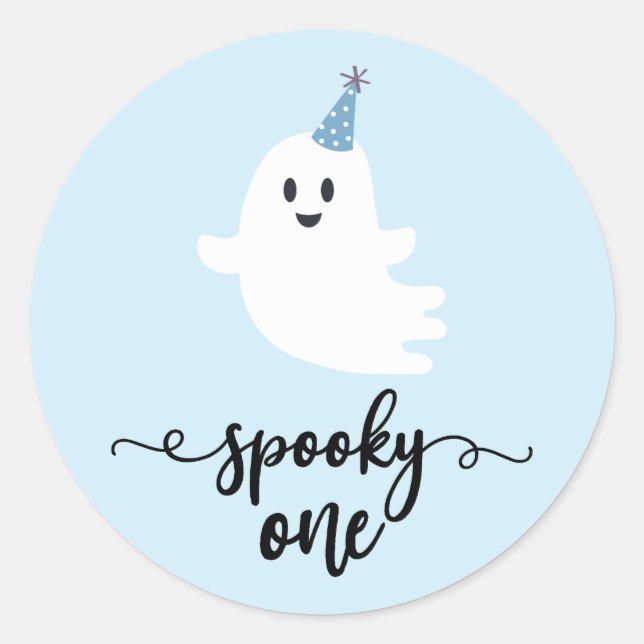 Sticker Rond Éffrayant un jote fantôme Halloween 1er anniversai (Devant)