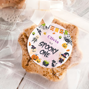 Sticker Rond Éffrayant un mignon Halloween Fantôme 1er annivers