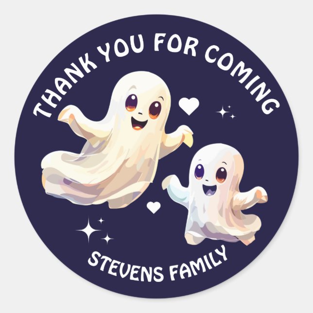 Sticker Rond Éffrayant un mignon Halloween fantôme anniversaire (Devant)