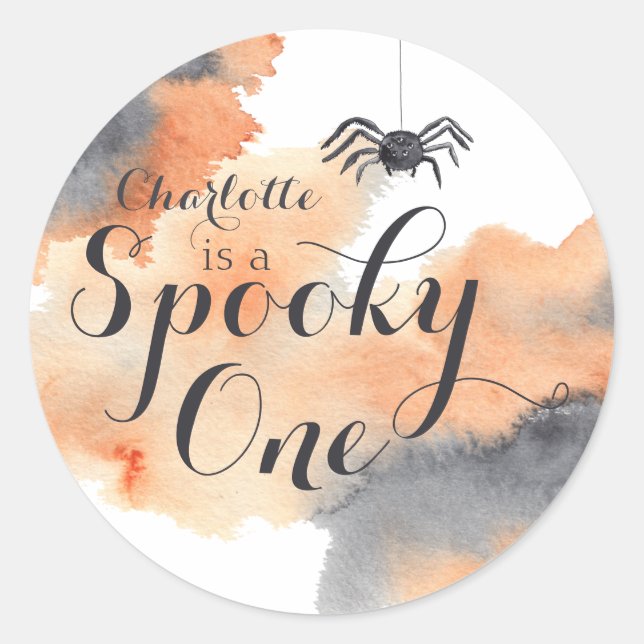 Sticker Rond Éffrayant une mignonne aquarelle Halloween 1er ann (Devant)