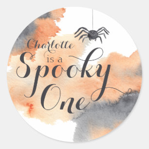 Sticker Rond Éffrayant une mignonne aquarelle Halloween 1er ann