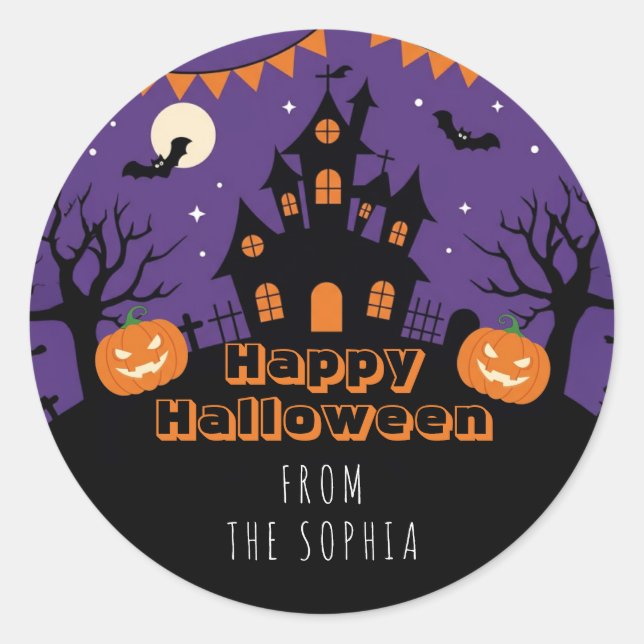 Sticker Rond Éffrayante fête d'Halloween (Devant)