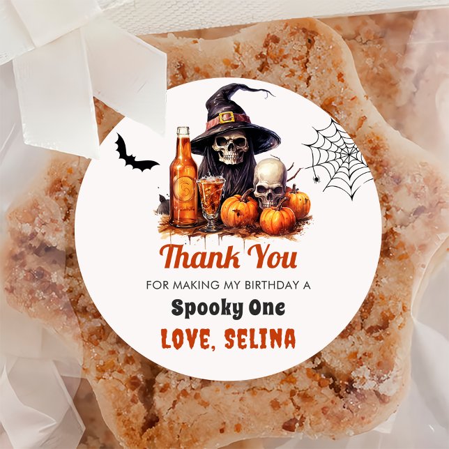 Sticker Rond Éffrayante Halloween mignonne Fête d'anniversaire  (Créateur téléchargé)