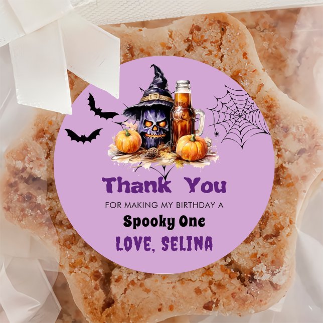 Sticker Rond Éffrayante Halloween mignonne Fête d'anniversaire  (Créateur téléchargé)