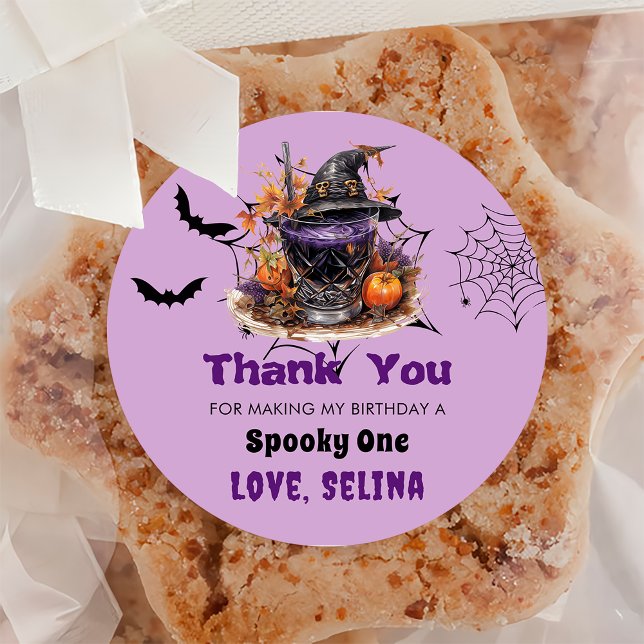 Sticker Rond Éffrayante Halloween mignonne Fête d'anniversaire  (Créateur téléchargé)