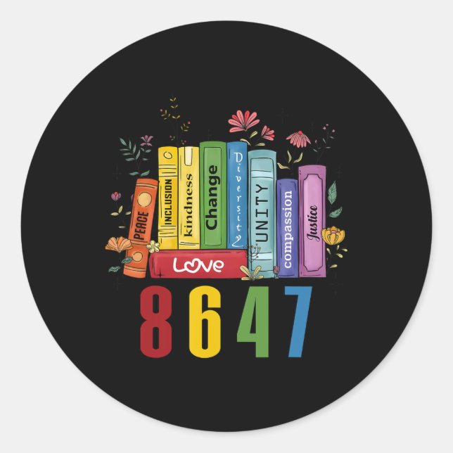Sticker Rond Égalité des droits Fleurs du livre 8647 Femme fémi (Devant)