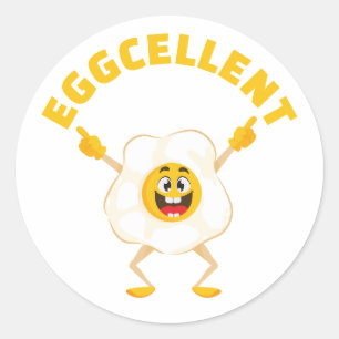 Sticker Rond Eggcellent Mignonne Oeuf Souriant drôle