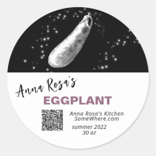 STICKER ROND *~* EGGPLANT QR AP30 DÉSHYDRATÉE FREEZE DE CANNING