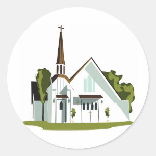 Sticker Rond Église blanche et Brown