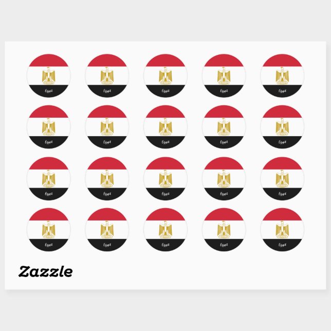 Sticker Rond Égypte & patriotes du drapeau égyptien, vacances / (Feuille)