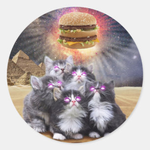 Sticker Rond Egyptian cats looking
