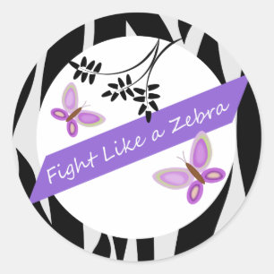 Sticker Rond Ehlers-Danlos EDS Combattre Comme Un Zèbre