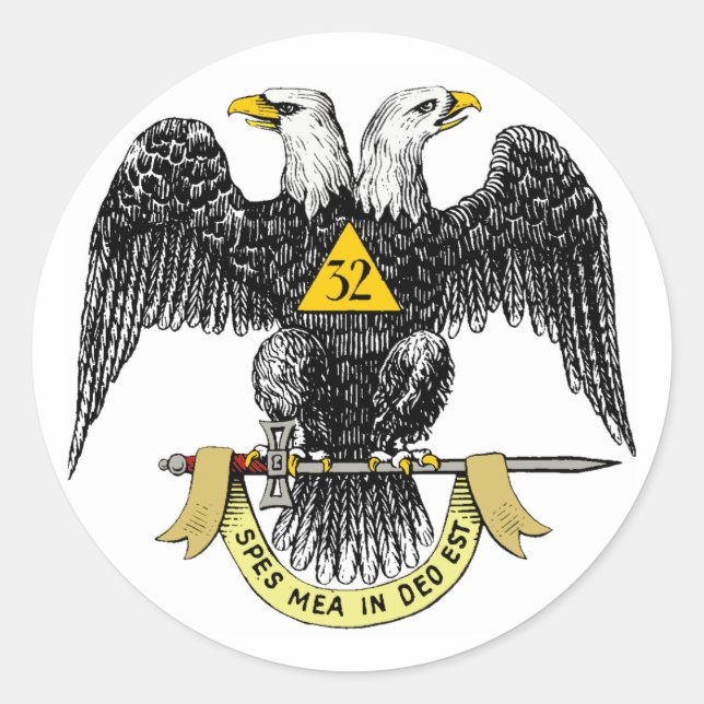 Sticker Rond Eigle noir de cerf écossais du 32e degré (Devant)