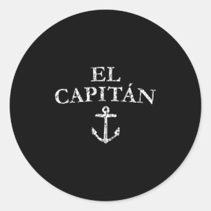 Sticker Rond El Capitan Capitan Ancre bateau voile