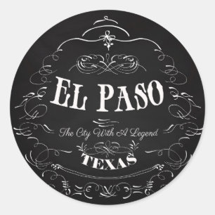 Sticker Rond El Paso, le Texas - la ville avec une légende