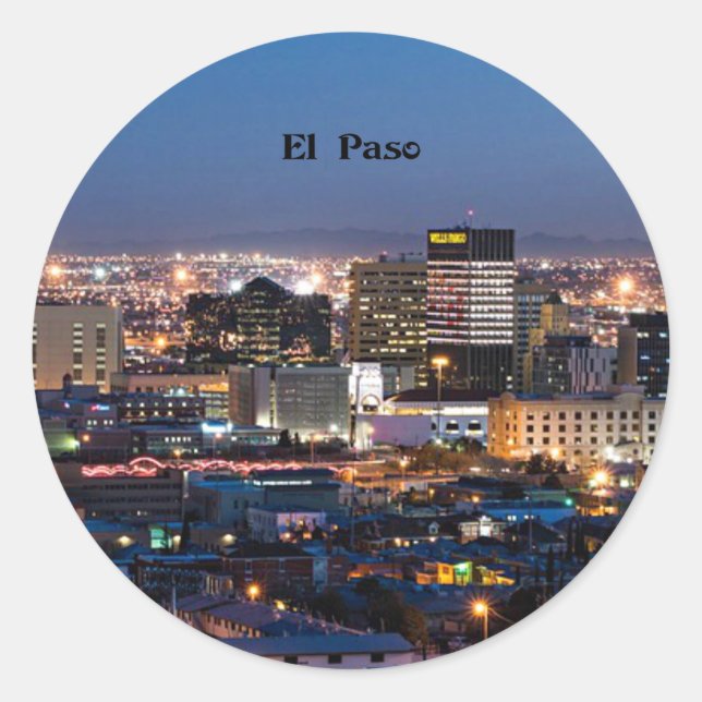 Sticker Rond El Paso, Texas à la nuit (Devant)