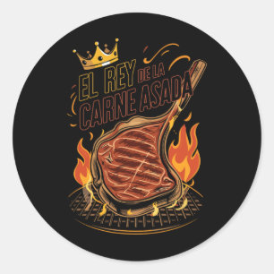 Sticker Rond El Rey De La Carne Asada Bbq Cooker Master King F