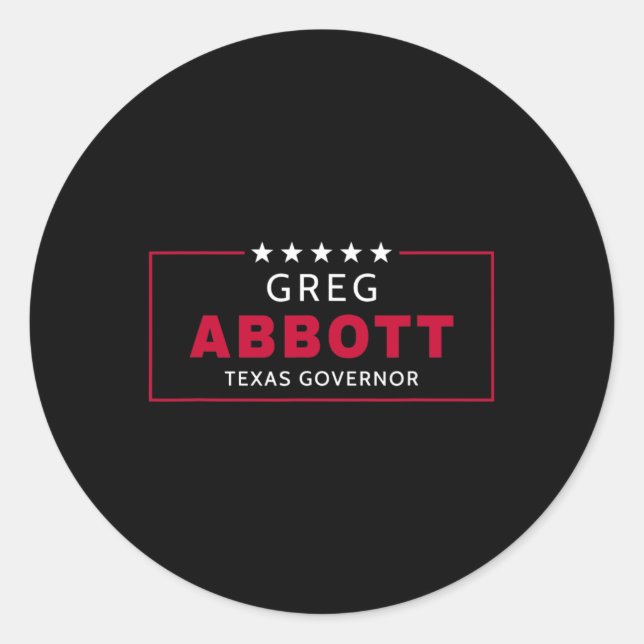 Sticker Rond Élection de Greg Abbott au poste de gouverneur du  (Devant)