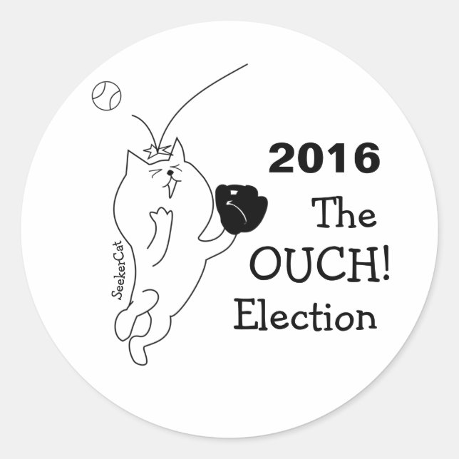 Sticker Rond Élection de SeekerCat Ouch (Devant)
