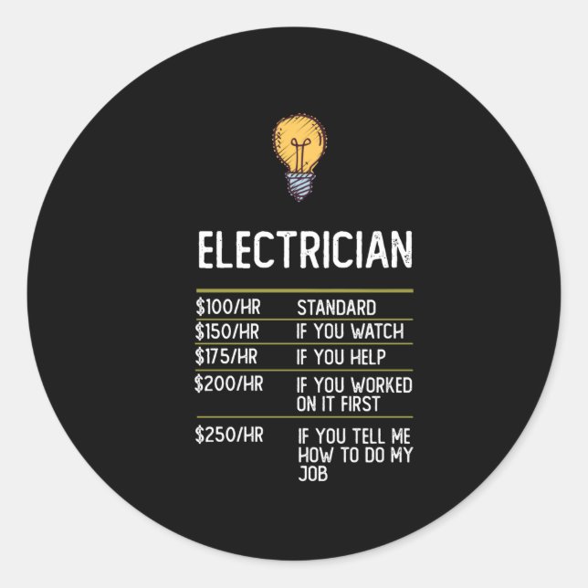 Sticker Rond électricien drôle cadeau idée cadeau (Devant)