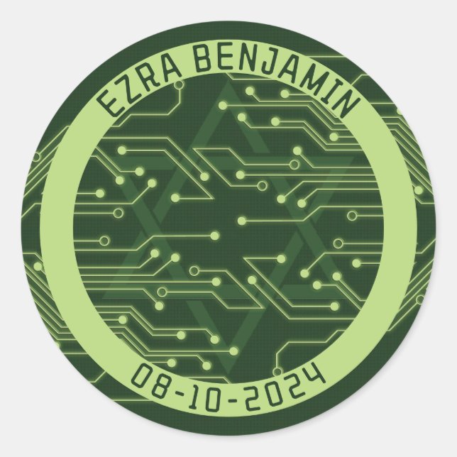 Sticker Rond Electronique Ordinateur Circuit Board Bar Mitzvah (Devant)