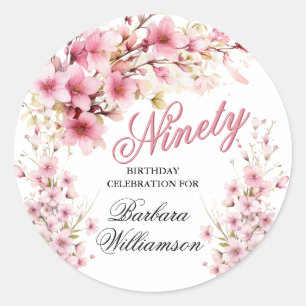 Sticker Rond Elégance Arc Floral Rose 90ème anniversaire
