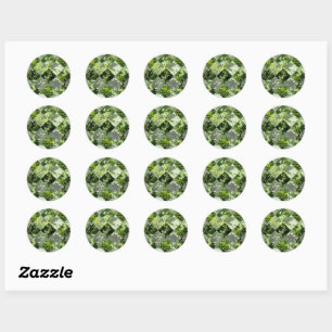 Sticker Rond Élégance d'émeraude : Feuilles verts en coupe diam
