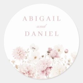 Sticker Rond Élégance divine : Jardin bleu Mariage floral