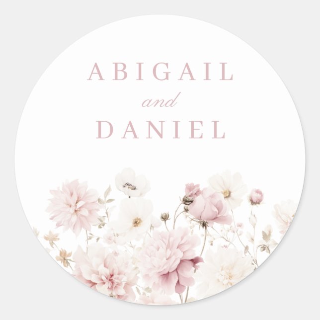 Sticker Rond Élégance divine : Jardin bleu Mariage floral (Devant)