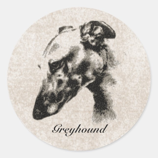 Sticker Rond Elégance Greyhound personnalisable (Devant)