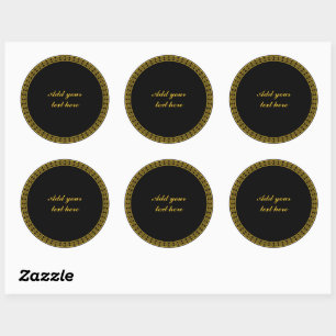 Sticker Rond Elégance noire et or, Personnaliser,
