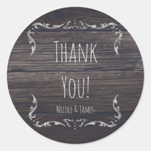 Sticker Rond Élégance occidentale en bois rustique Mariage roma