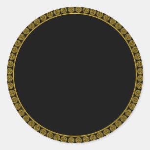 Sticker Rond Elégance, or et noir motif élégant,