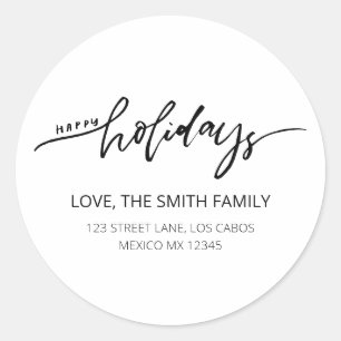 Sticker Rond Elegance Script Happy Holidays Return Adresse