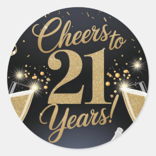 Sticker Rond "Elégant 21e anniversaire design - Parties scintil