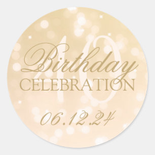Sticker Rond Élégant 40e anniversaire Gold Bokeh éclat