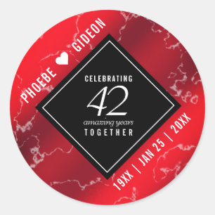 Sticker Rond Élégant 42e anniversaire du Mariage Jasper