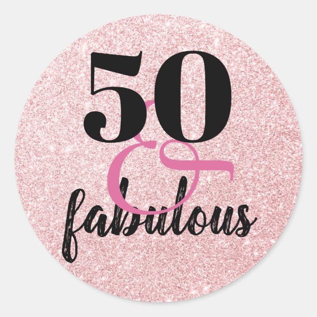 Sticker Rond Elégant 50e anniversaire 50& fabuleuse parties sci (Devant)