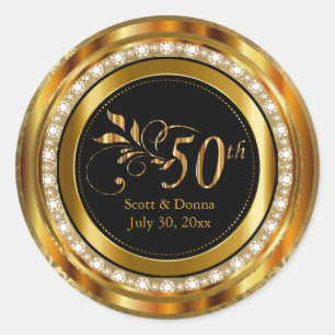 Sticker Rond Élégant 50e anniversaire de Mariage d'or