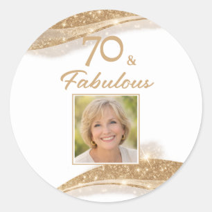 Sticker Rond Elégant 70 & Fabuleux Photo Anniversaire 